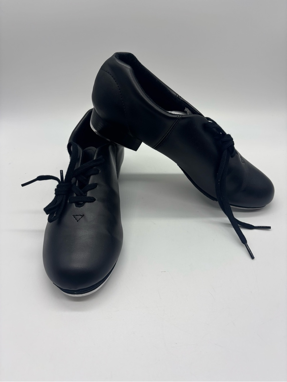 Capezio Black Lace-Up Tap Dance Shoes w/ Metal Tap Plates Size 10.5